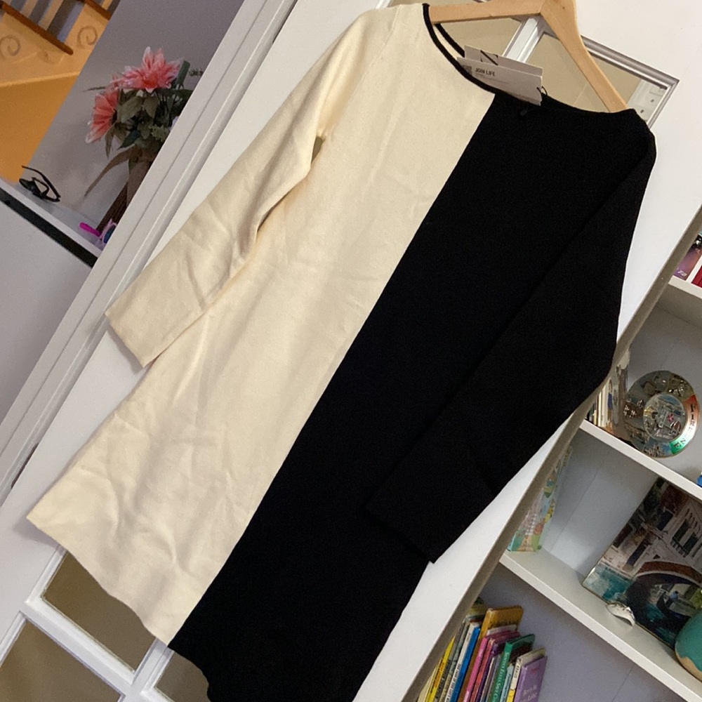 ZARA soft knit combination bicolor dress blogger favorite - Picture 4 of 7